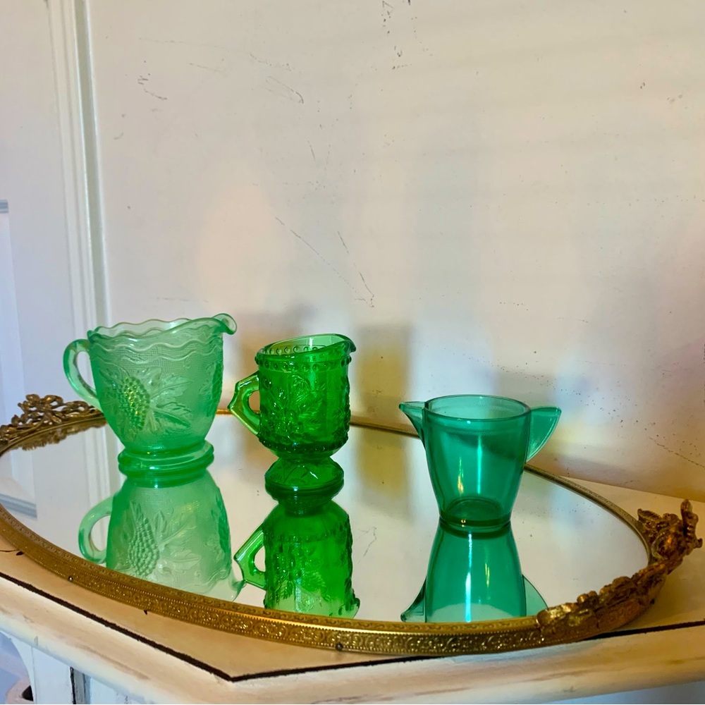 Vintage green glass collection